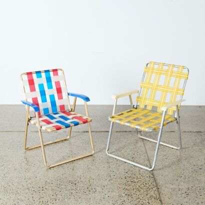 A Pair of Vintage Outdoor Folding Lawn Chairs, c. 1970s