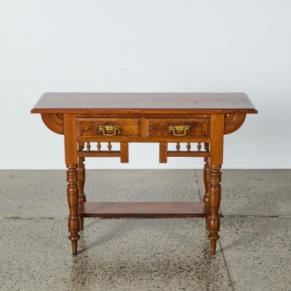 A Mahogany Two Drawer Vanity With Tapered Legs