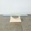 A Postmodern Tessellated Marble Glass Top Coffee Table