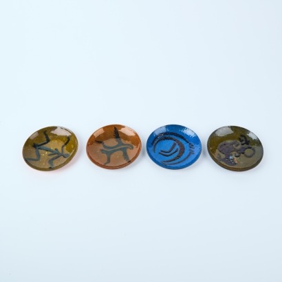 A Set of Four Ceraware Illustrated Enamel Dishes