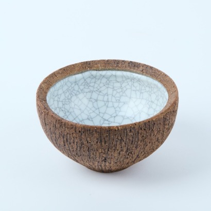 A Lawrence Ewing Bowl with a Crackle Glazed Interior