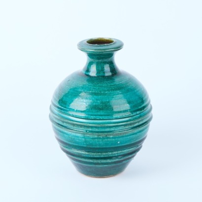 A Graeme Storm Turquoise Vase with Heavy Banding