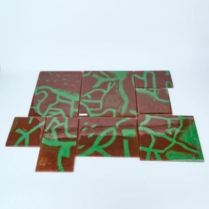 KENT LA RUE Mid-Century Glass Way Tiles Depicting A Street Map Of Mission Bay C.1968