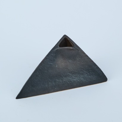An Asymmetric Black Ceramic Vase