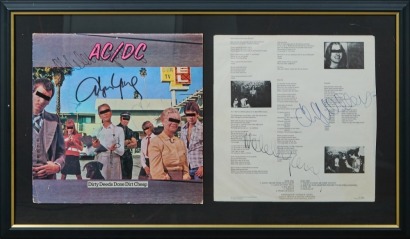 A Framed AC/DC Dirty Deeds Album