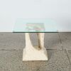 A Postmodern Tessellated Marble Glass Top Side Table