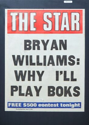An Original 1976 Poster for All Blacks South Africa Tour Bryan William's: Why I'll play Boks&sbquo;&Auml;&ocirc;