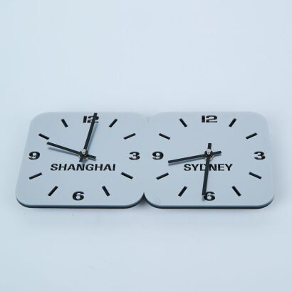 A UK Made Roco Verre Large Multi Time Zone World Clock of Shanghai and Sydney