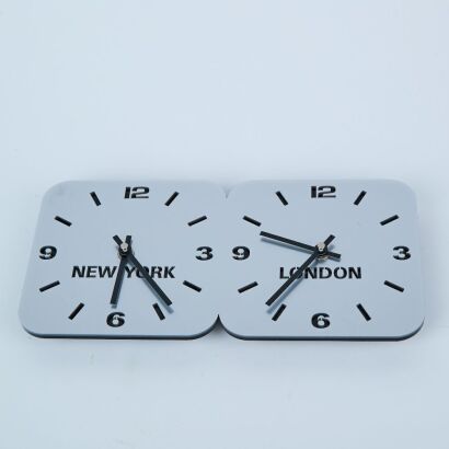 A UK Made Roco Verre Large Multi Time Zone World Clock of New York and London