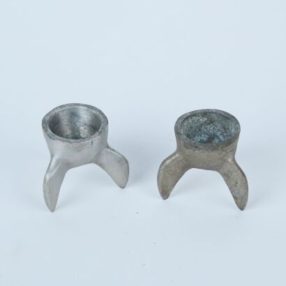 A Pair of Cast Aluminium Rocket Shape Egg Cups