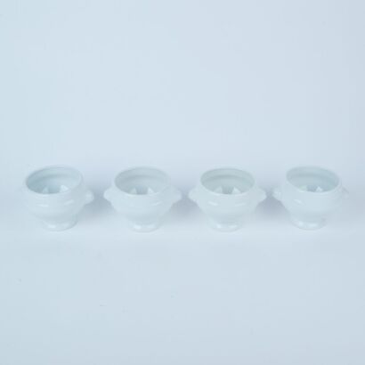 A Set of Four Pillivuyt Porcelain Lion&rsquo;s Head Tureen Soup Bowls