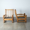 A Pair of French Solid Oak Armchairs c. 1950s - 2