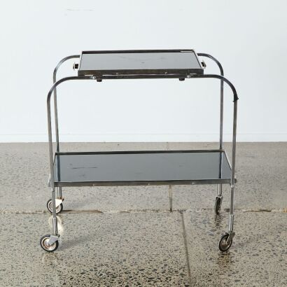 An Art Deco Style Black & Chrome Tea Trolley