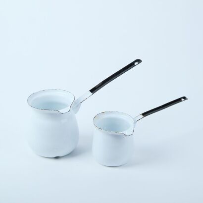 A Pair of Enamelware Milk Jugs by Kaj Franck for Arabia-Finel Finland c.1960s