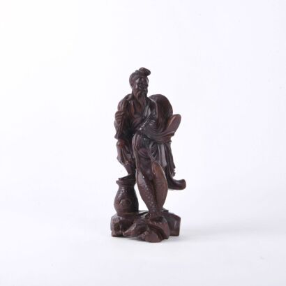 A Chinese Old Wood Carved Fishman Ornament