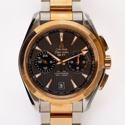 Stainless Steel / Sedna Red Gold, 43mm, OMEGA, Seamaster Aquaterra GMT Chronograph Wristwatch