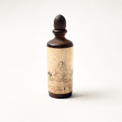 A Chinese Carved Bone Erotic Snuff Bottle