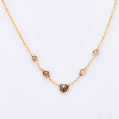 14ct Yellow Gold, Modern, .25ct Fancy Yellowish Brown Diamond Necklace