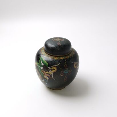 A Chinese Early 20th Century Cloisonn&eacute; Enamel Dragon Lidded Jar