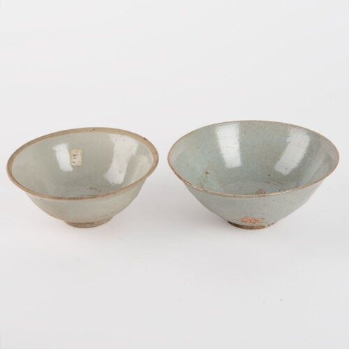 A Set of Two Korean 13th Century Goryeo Dynasty Celadon Bowls
