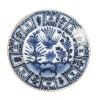 A Chinese Wanli Porcelain Kraak Blue and White Dish, 17th Century