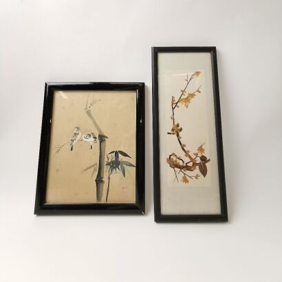 A Pair of Chinese &lsquo;Bird and Flower&rsquo; Paintings