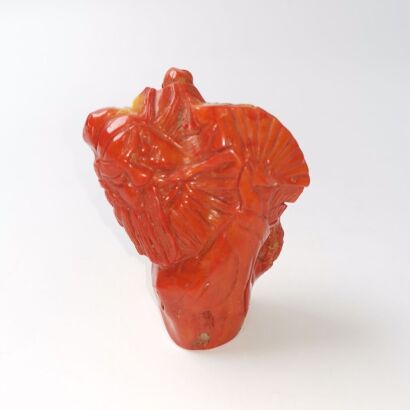 A Chinese Dyed Red Coral &lsquo;Figural' Carving