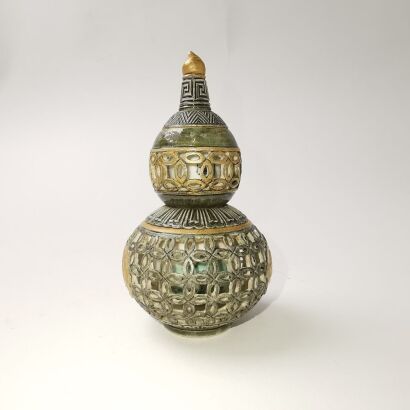 A Chinese Carved Porcelain Gourd-Shaped Snuff Bottle (Seal Mark of Qianlong Period)