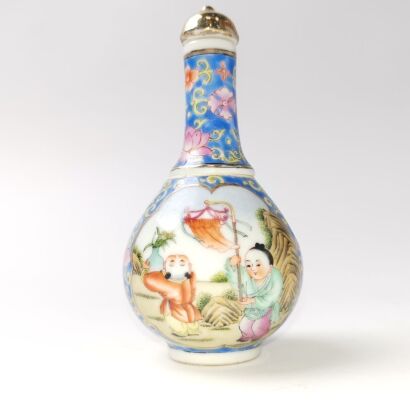 A Chinese Famille-rose &lsquo;Boys at Play&rsquo; Snuff Bottle