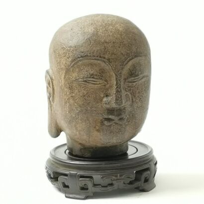 A Chinese Stone Carved Buddha Head
