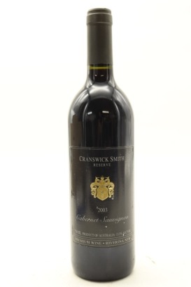 (1) 2003 Cranswick-Smith Reserve Cabernet Sauvignon, Riverina