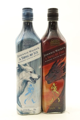 (1) Johnnie Walker Game of Thrones Limited Edition 'A Song of Ice and Fire' Blended Scotch Whisky Set, 2 Bottles Sold as One Lot