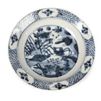 A Late Chinese Ming Period Blue and White Porcelain Bowl