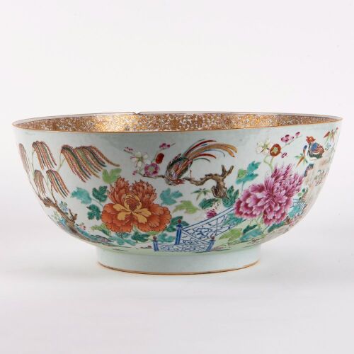 A Chinese Famille-rose 'Golden Pheasant and Peony' Large Bowl