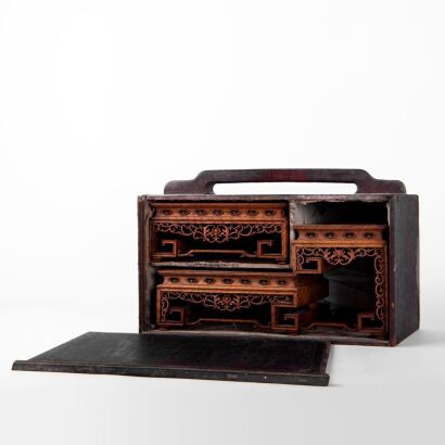 A Set of Chinese Qing Dynasty Carved Boxwood Nesting Tables