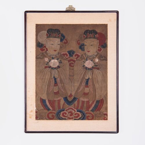 A Korean 19th Century Ink and Wash Portrait on Silk