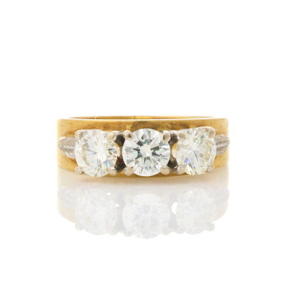 18ct Yellow / White Gold, 1.57ct Three Stone Diamond Ring