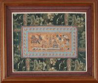 A Chinese Framed Embroided Silk Mandarin Cuff