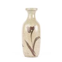 A Korean Pottery Cholsa Bottle Vase with Painted Iron Red Orchids 16th Century