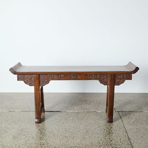 A Chinese Qing Dynasty Hardwood Recessed-leg Altar Table