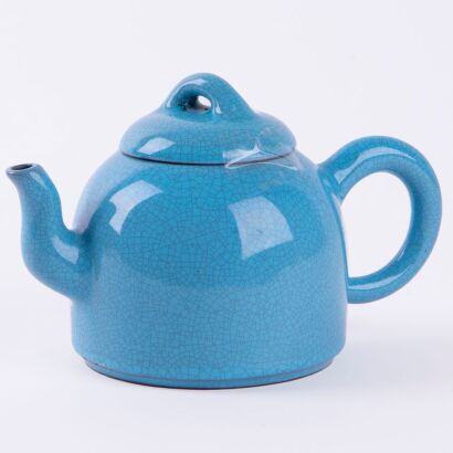 A Chinese Turquoise-glazed Yixing Teapot