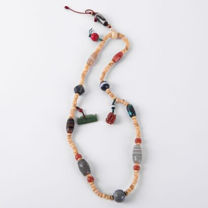 A Chinese Tibetan Old Yak Bone Bead Necklace