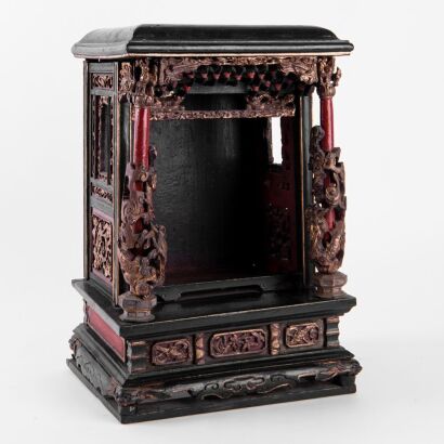 A Chinese Qing Dynasty Old Wooden Buddhist Shrine