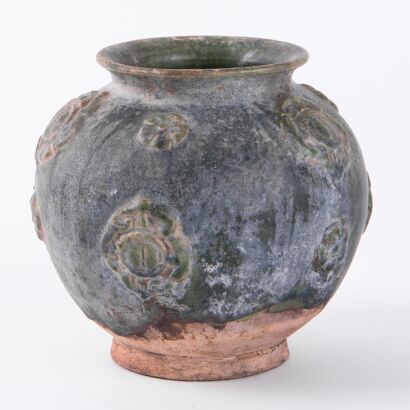 A Chinese Tang-style Green-glazed Decorated Jar