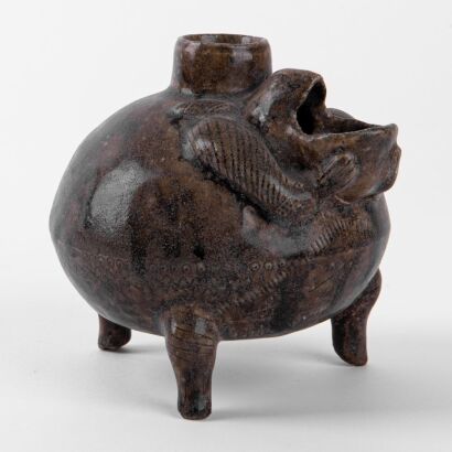 A Chinese Jin Dynasty Brown-glazed Tripod Ewer