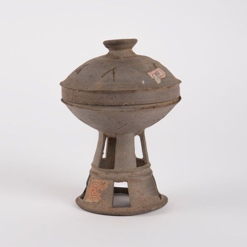 A Korean 4th Century Silla Kingdom Pottery Lidded Jar with High Foot