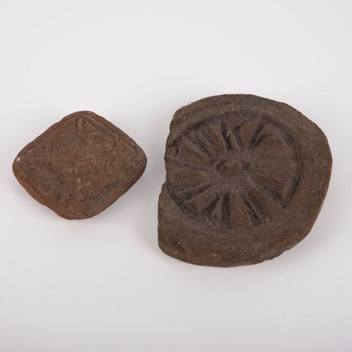 A Chinese 15th to 17th Century or Earlier Carved Roof Tile AND A Moulded Piece