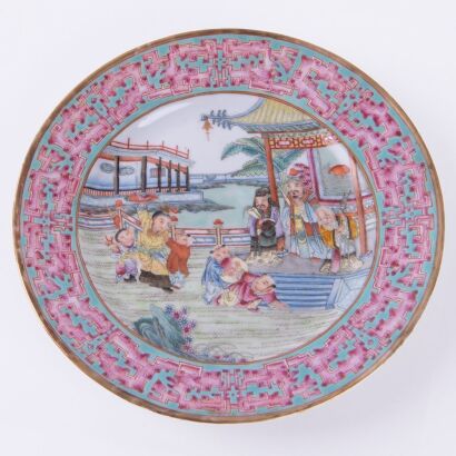 A Chinese Early 20th Century Republic Period Famille-rose &lsquo;Figural&rsquo; Dish