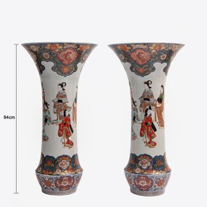 A Pair of Japanese Meiji Period Imari &lsquo;lady&rsquo; Large Vases