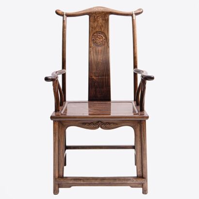 A Chinese 19th Century Qing Dynasty Zitan Four-post Northern Official Hat Chair